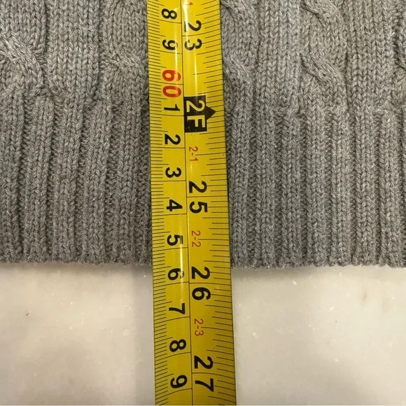 Lauren Ralph Lauren Women's Cable Knit V-Neck Sweater Gray Sz Large - Picture 8 of 9
